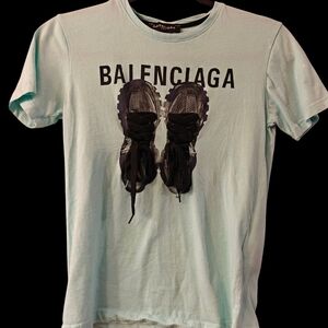 Balenciaga Light Blue Kids Short Sleeve Tee